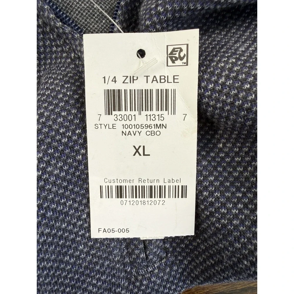 Tasso Elba XL 1/4 Zip Pullover Sweater Navy Textured Knit Cotton Blend‎ Mens